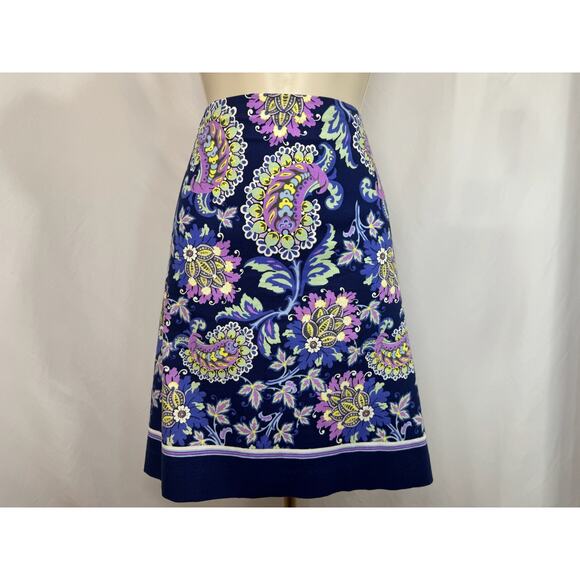 Talbots Women's Navy Paisley A-Line Skirt - Size 10 - Picture 3 of 13